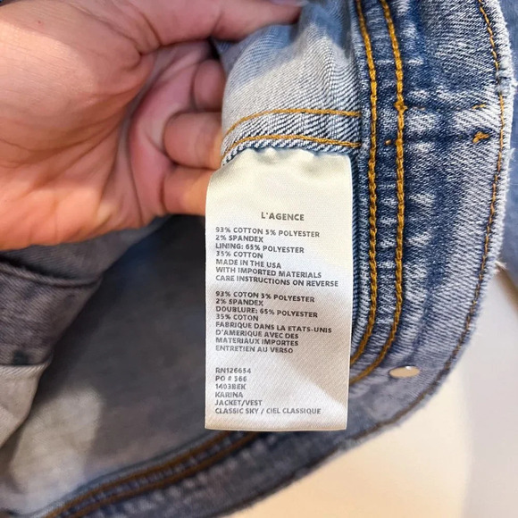 L'Agence Karina Oversized Denim Shadow Pocket Button Down Classic Jean Jacket M - Picture 4 of 10